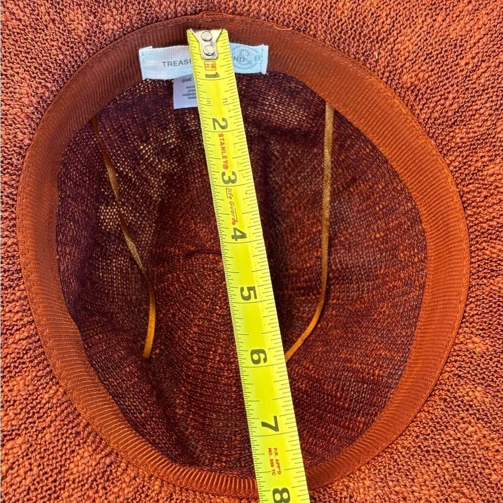 Treasure & Bond Hat‎ Fedora Rust Orange Knit Wide Brim One Size Boho 70s Style